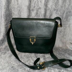 Elegant Green Leather Celine Shoulder Bag